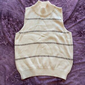 Cream striped Vintage knit Turtleneck